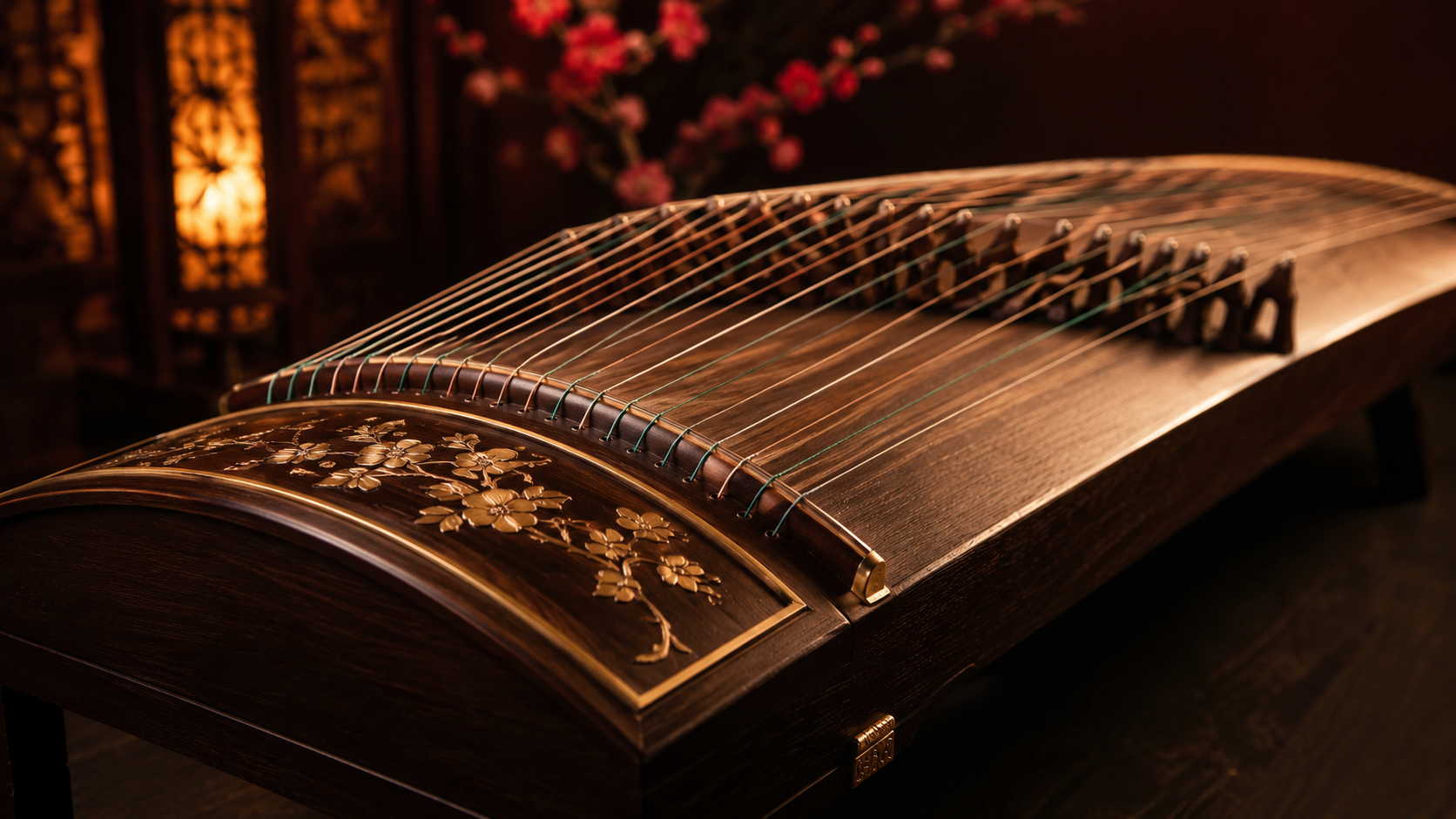 Instrumen guzheng tradisional Cina