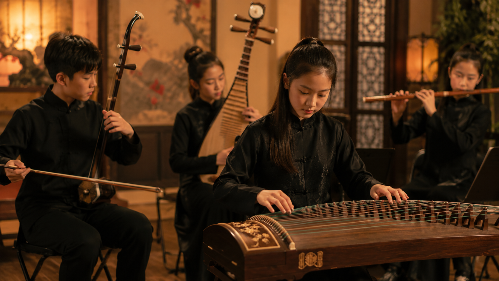 Pelajar berlatih Chinese orchestra