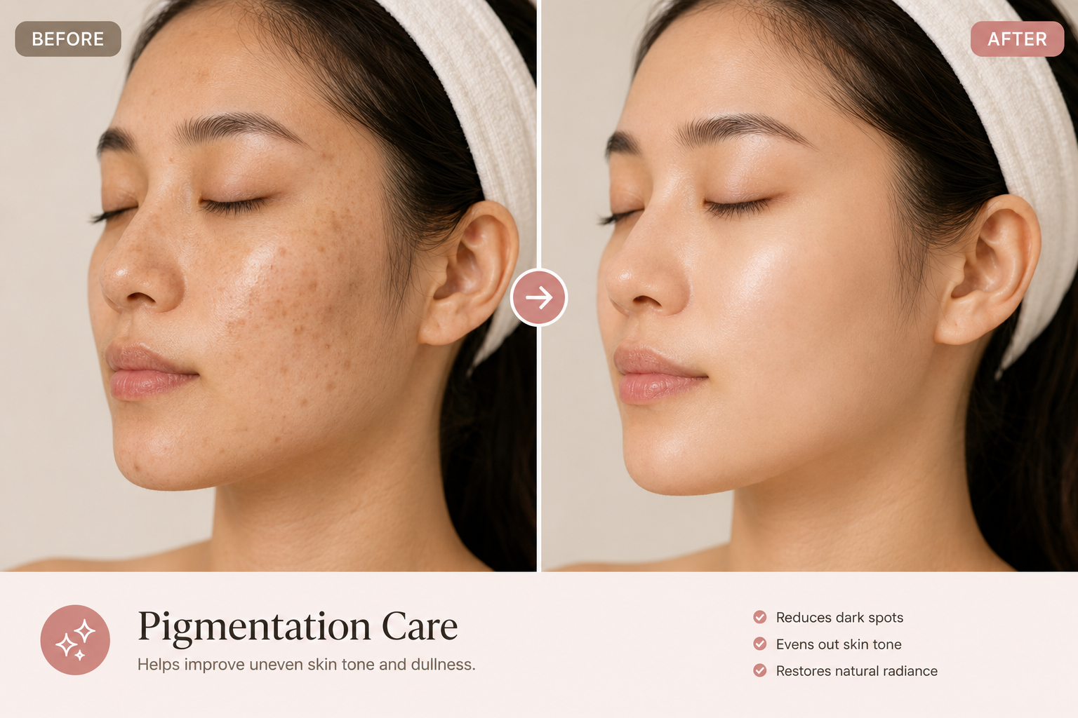 Pigmentation care before and after