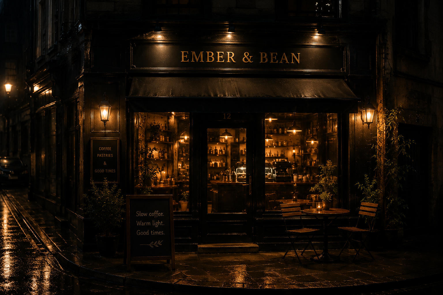 Ember & Bean luxury cafe website concept hero image