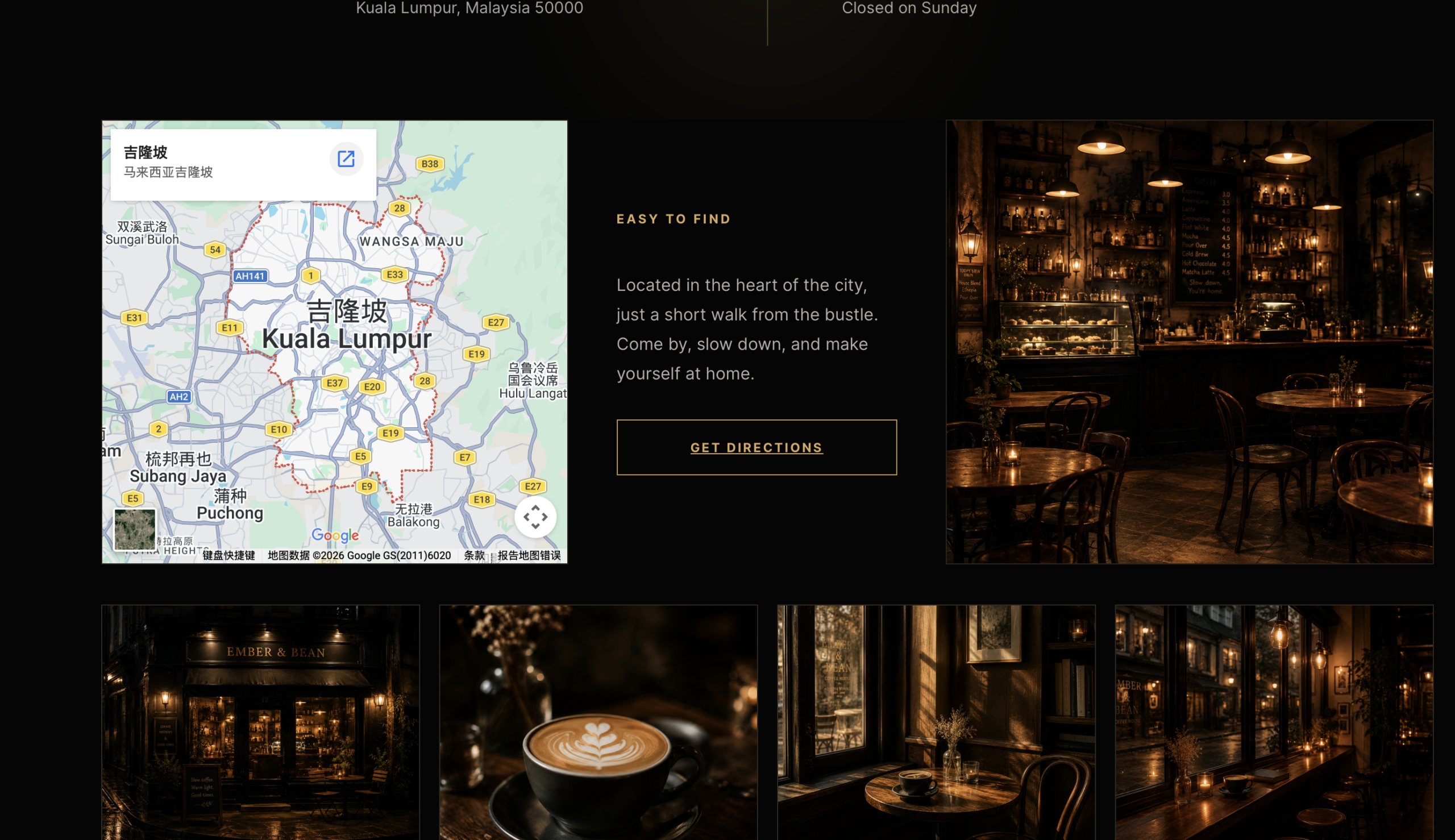 Ember & Bean visit us page website screenshot