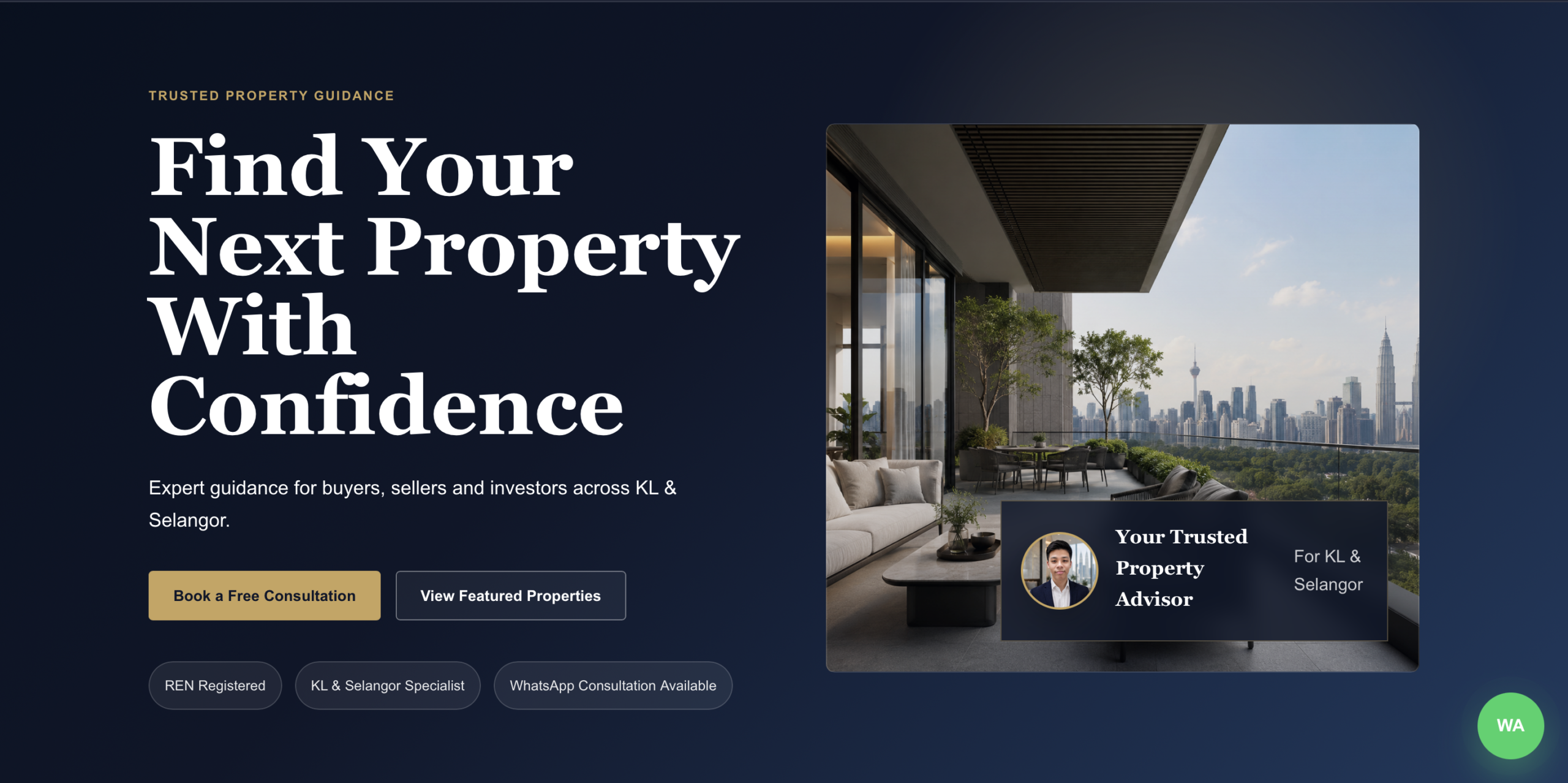HomeKey Property Advisor landing page hero screenshot