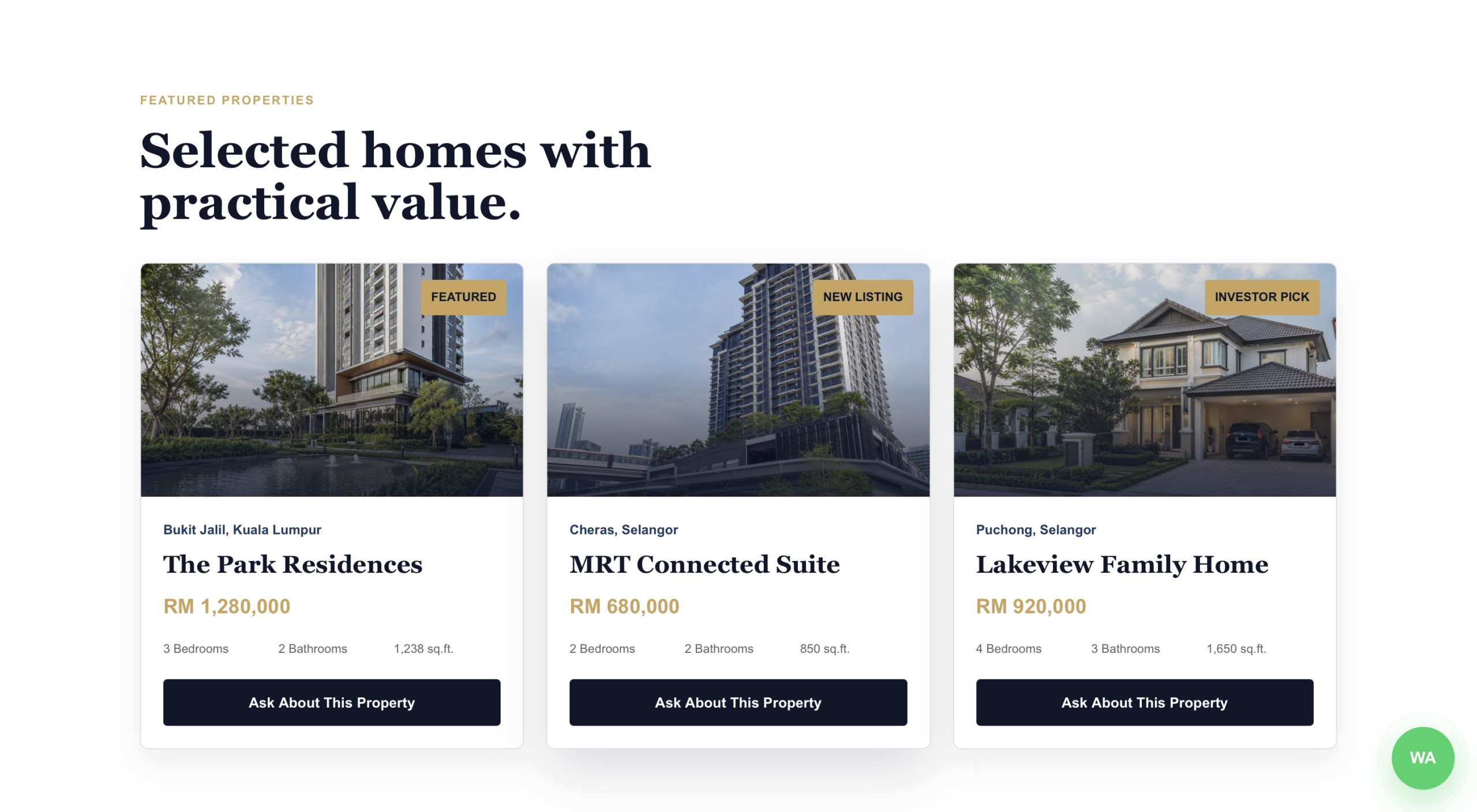 HomeKey featured properties screenshot