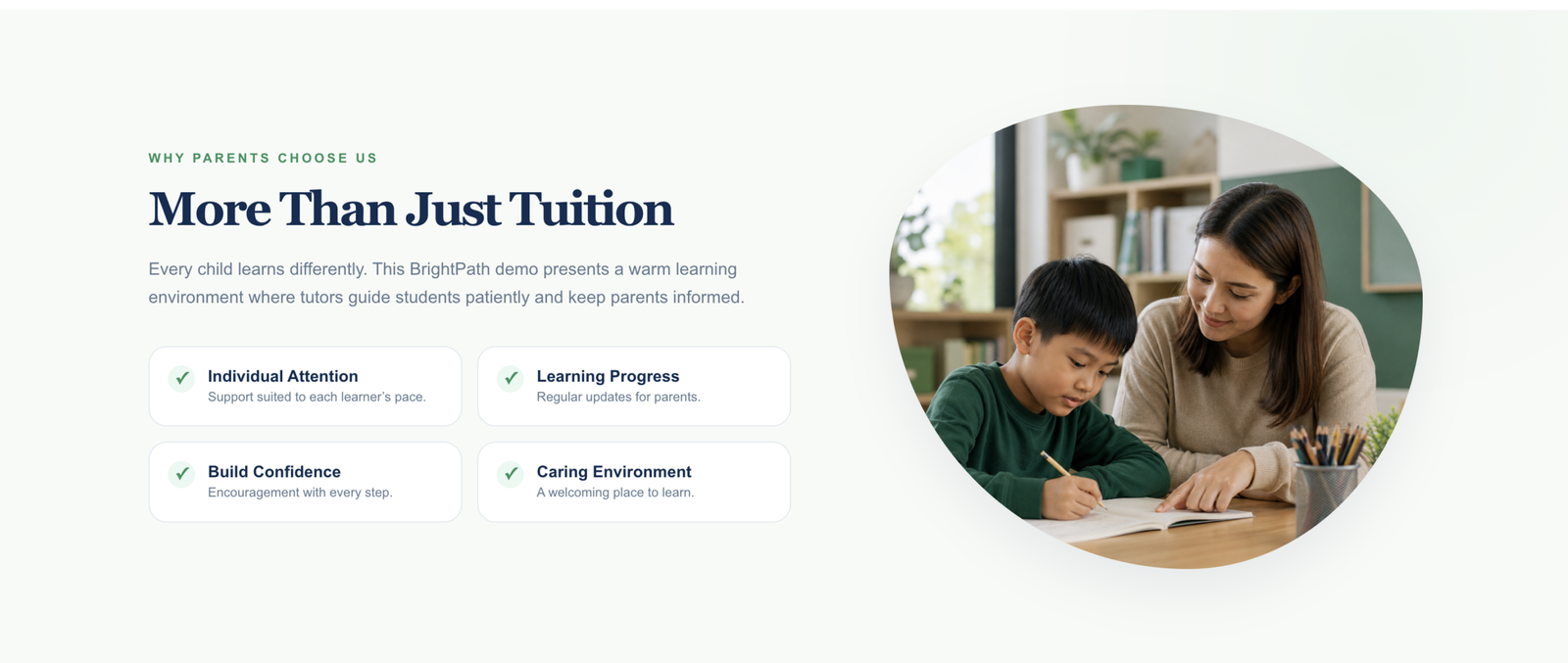Tuition centre trust section for parents