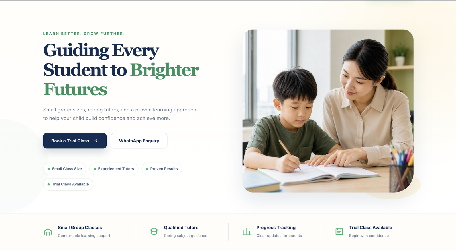BrightPath Tuition Centre landing page screenshot placeholder