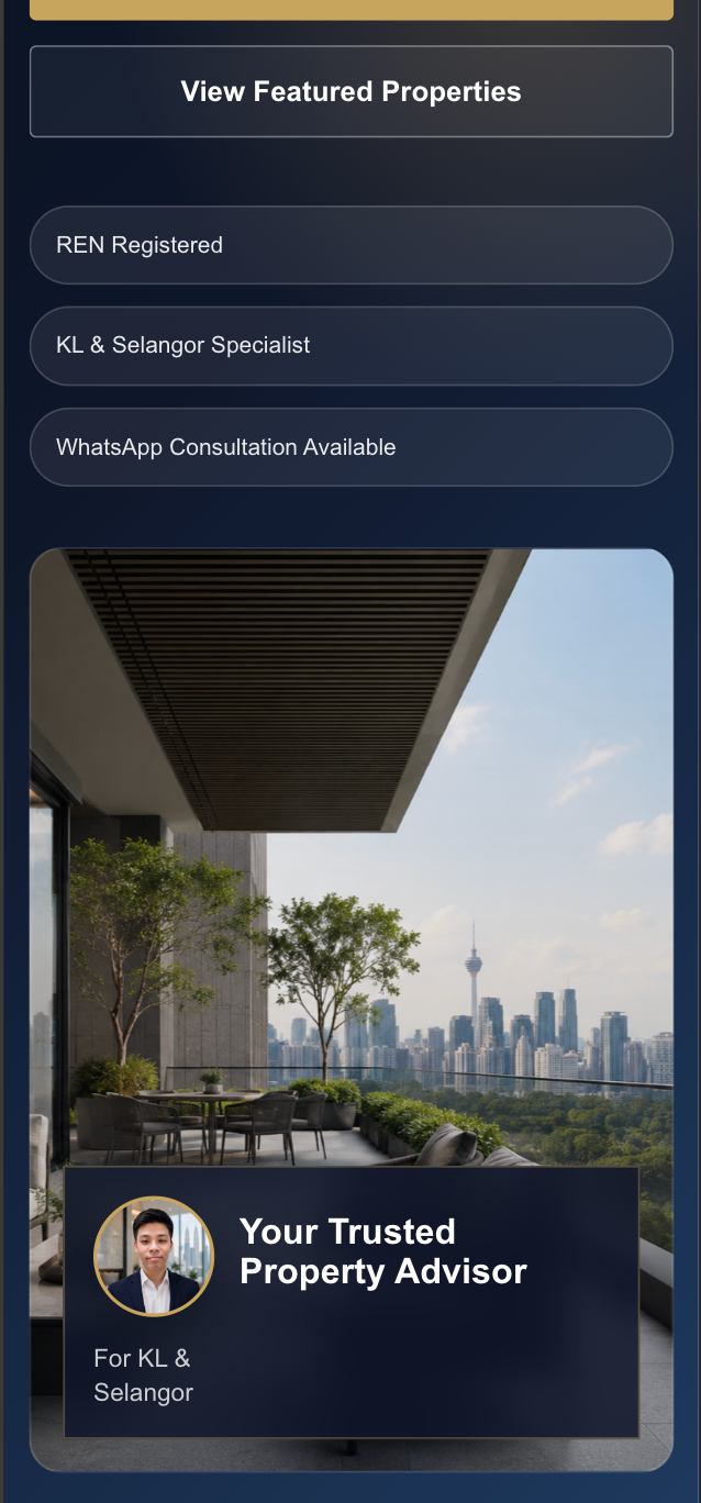 Reka bentuk landing page hartanah pada paparan telefon
